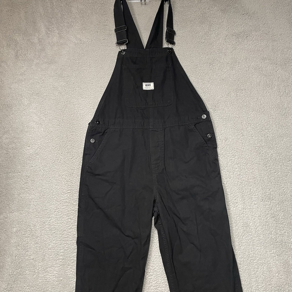 Vans Ground Work Overalls Women Large Black Carpenter Bib Canvas Straight Leg